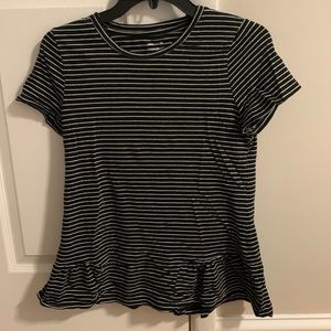 Black short sleeve peplum top. Banana republic
